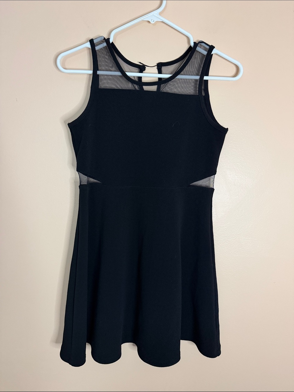 The Children's Place Black Sleeveless Mesh-Panel Fit & Flare Dress